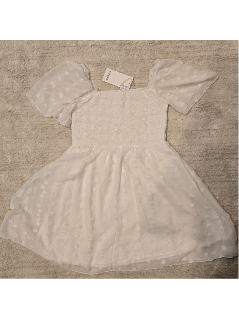 Women's EXLURA White Off-Shoulder Mini Dress, Size L - Picture 6 of 6
